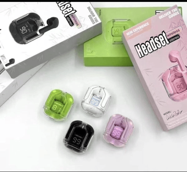 Air 31 Earbuds Wireless Earbuds With Crystal Transparent Case With Type-c Charging | Earbuds Bluetooth 5.3 – With Pouch